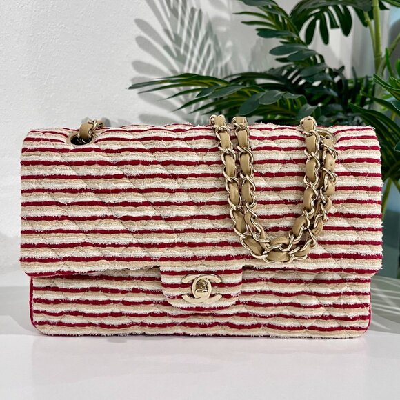 Chanel Coco Sailor Stripe Double Flap Shoulder Bag - Picture 1 of 16